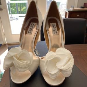 Badgley Mischka Randall White Satin Heel